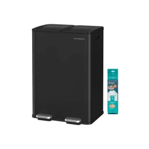 Pattumiera a pedale doppio scomparto chiusura morbida in acciaio